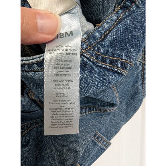 OshKosh Bgosh Overalls Shorts Striped Strap Size 18m Toddler Denim Blue Jeans - Picture 5 of 5